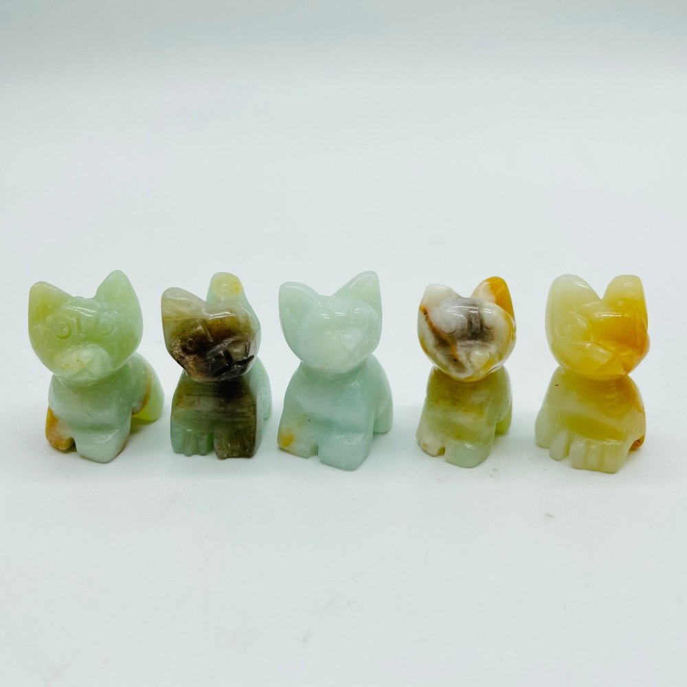 Mini Crazy Agate&Caribbean Calcite Cat Carving Wholesale -Wholesale Crystals
