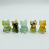 Mini Crazy Agate&Caribbean Calcite Cat Carving Wholesale -Wholesale Crystals