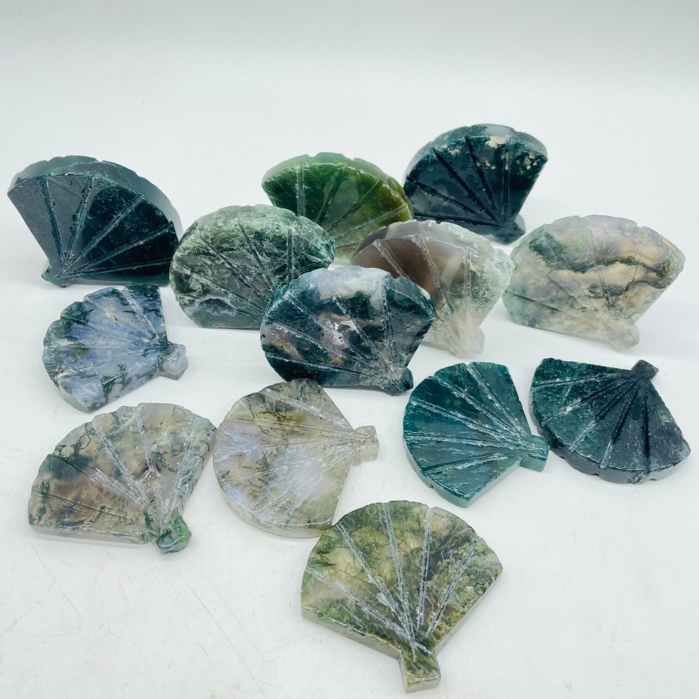 Moss Agate Ginkgo Leaves Carving Wholesale -Wholesale Crystals