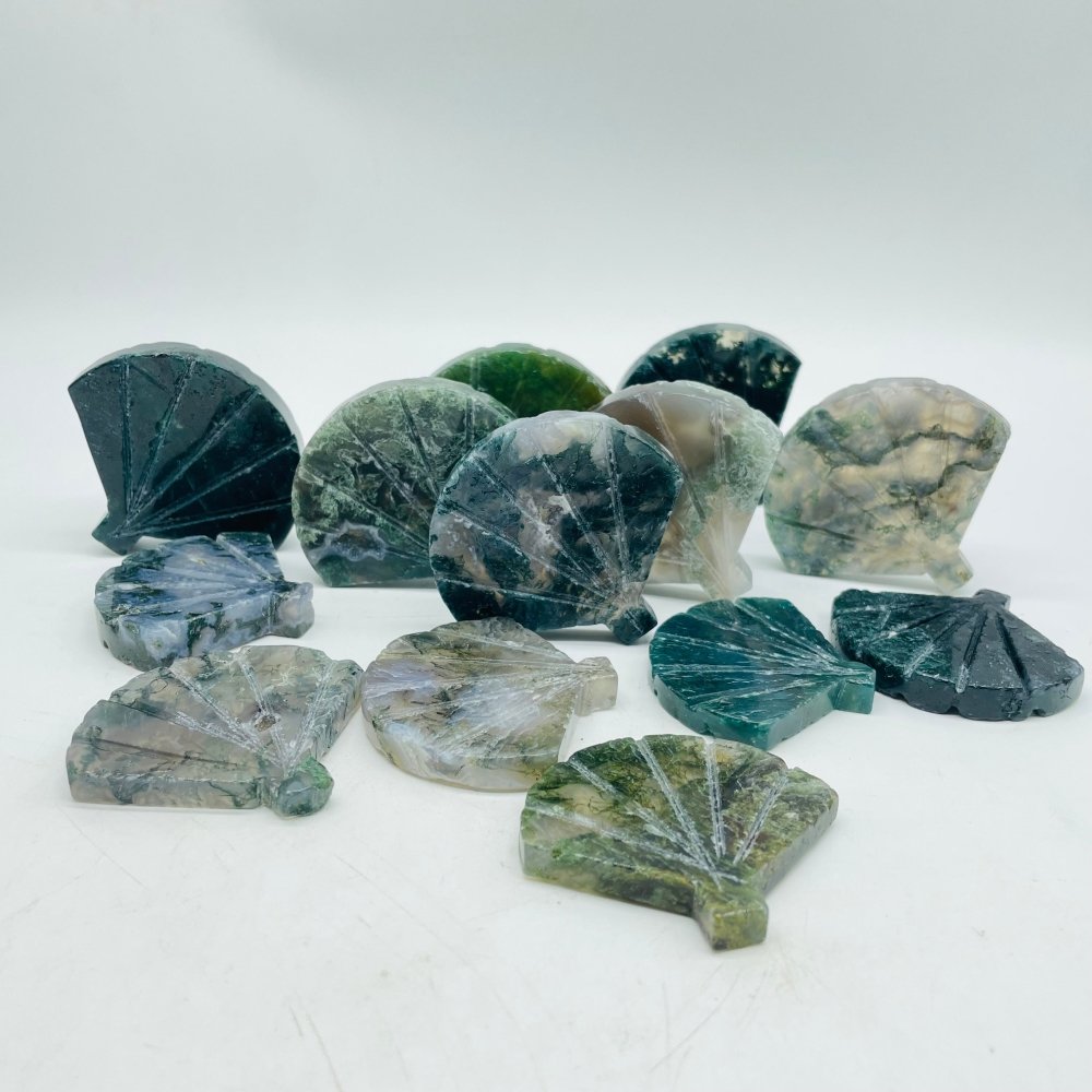 Moss Agate Ginkgo Leaves Carving Wholesale -Wholesale Crystals