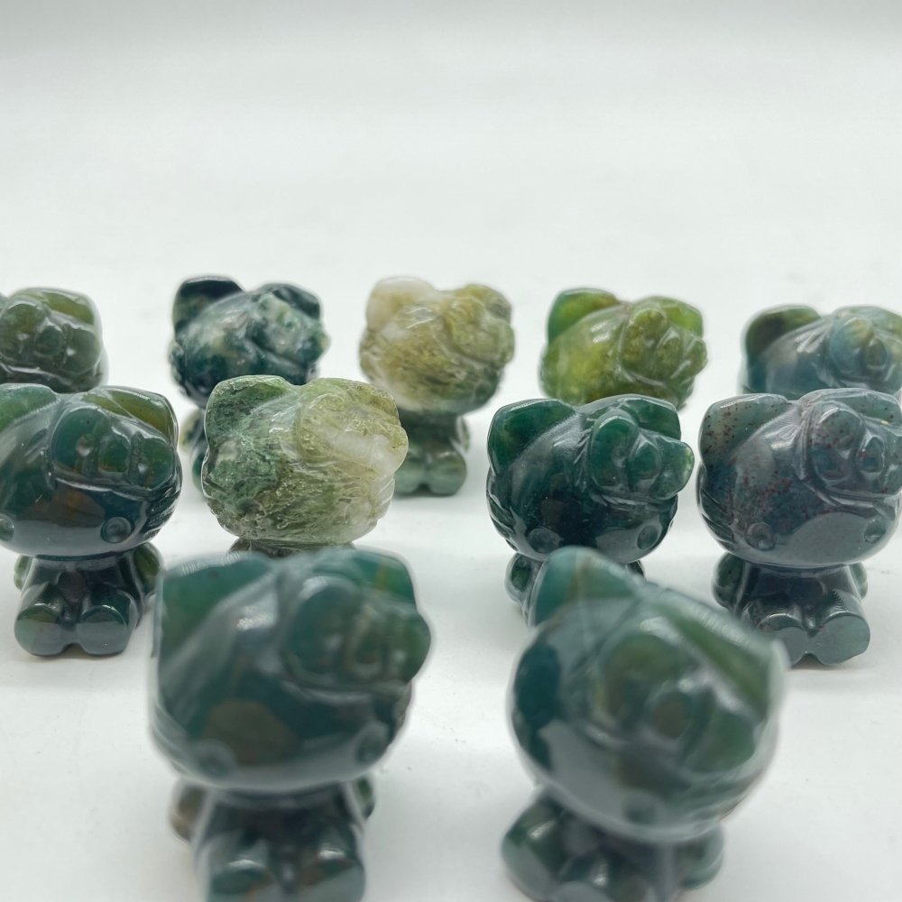 Moss Agate Hello Kitty Carving Crystal Wholesale -Wholesale Crystals