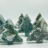 Moss Agate Pine Tree Christmas Tree Carving Wholesale -Wholesale Crystals