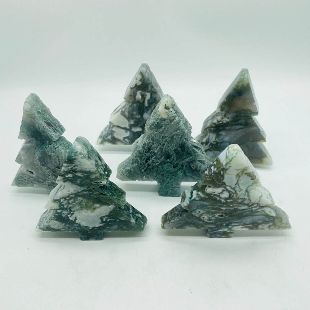 Moss Agate Pine Tree Christmas Tree Carving Wholesale -Wholesale Crystals