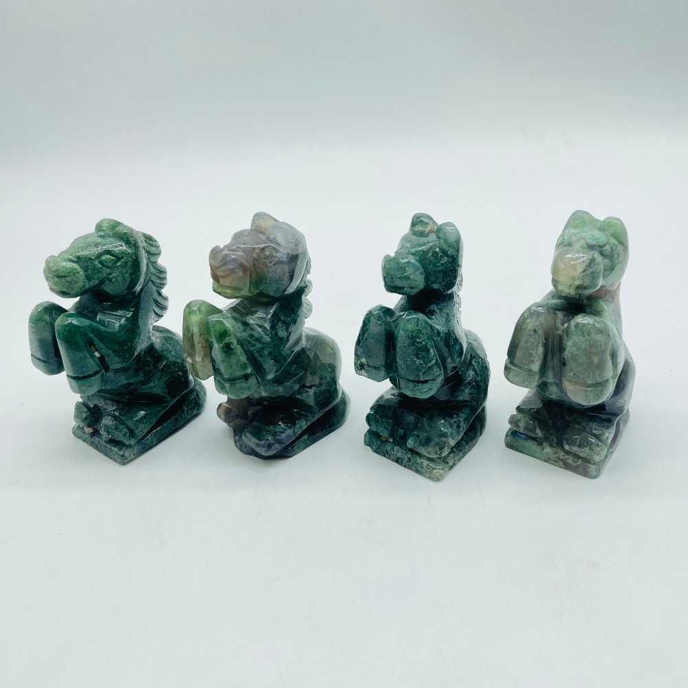 Moss Agate Stand Horse Carving Animals Wholesale -Wholesale Crystals