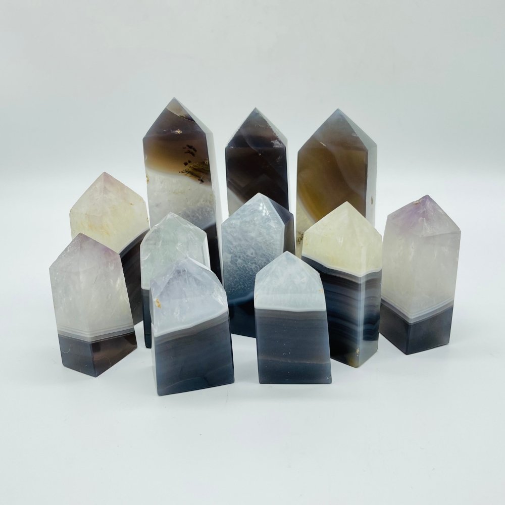 Natural Agate Mixed Quartz Four-Sided Points Wholesale -Wholesale Crystals