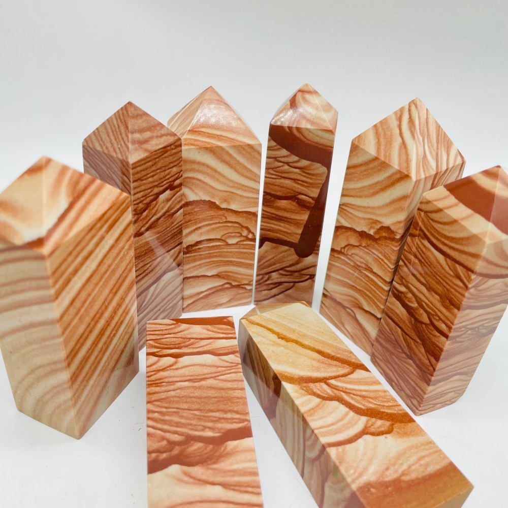 Natural Petrified Wood Four-Sided Tower Points Wholesale -Wholesale Crystals
