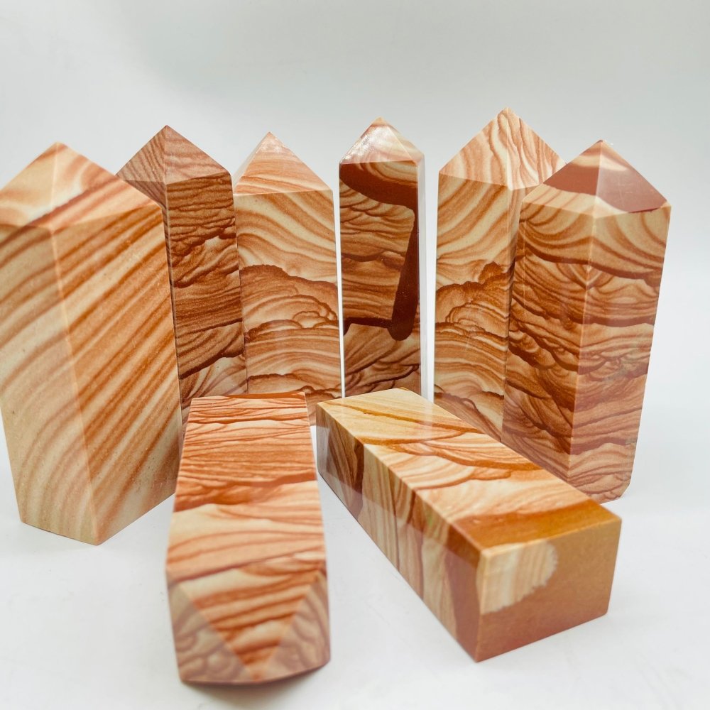 Natural Petrified Wood Four-Sided Tower Points Wholesale -Wholesale Crystals