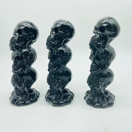 Obsidian Three Wise Monkeys Skull Wholesale -Wholesale Crystals