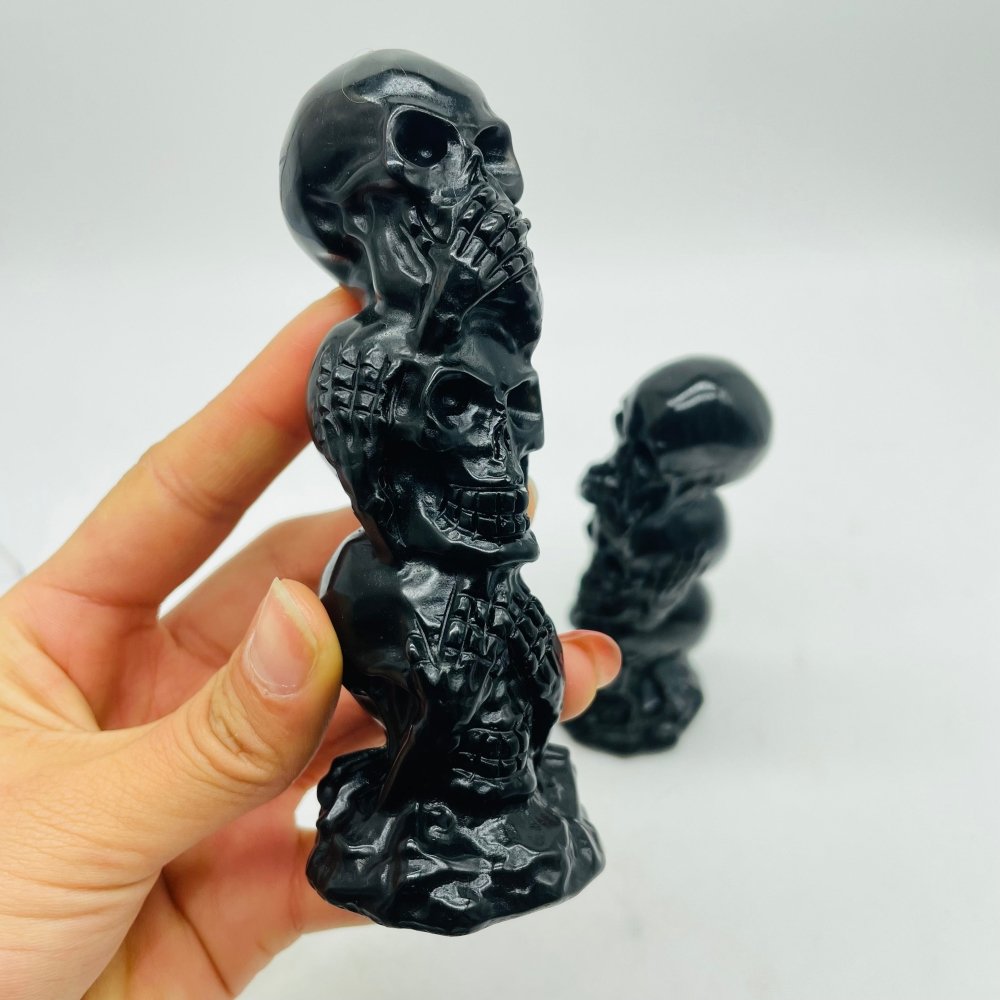 Obsidian Three Wise Monkeys Skull Wholesale -Wholesale Crystals