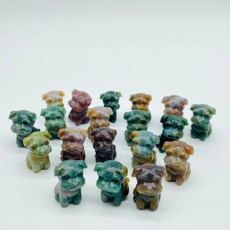 Ocean Jasper Schnauzer Dog Carving Animal Wholesale -Wholesale Crystals