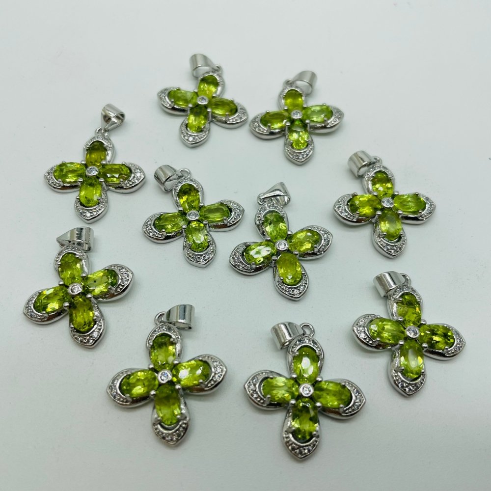Peridot Round Cut Faceted Stone Pendant Charm Wholesale -Wholesale Crystals