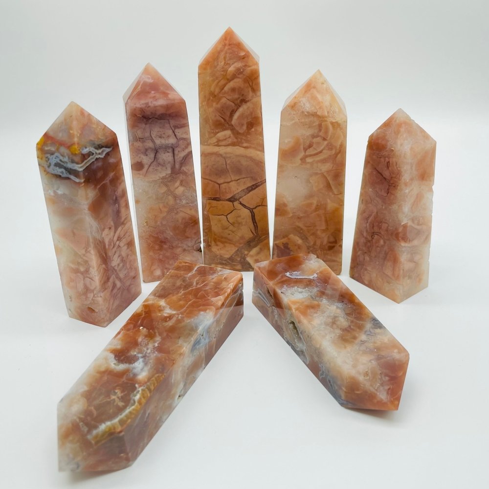 Pink Agate Fat Four-Sided Tower Point Wholesale -Wholesale Crystals