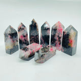 Pink&Black Rhodonite Four - Sided Tower Points Wholesale - Wholesale Crystals