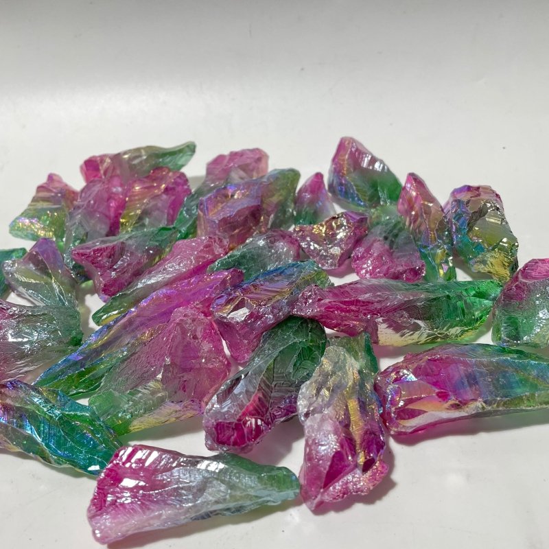 Rainbow Aura Raw Green Amethyst Stone Wholesale - Wholesale Crystals