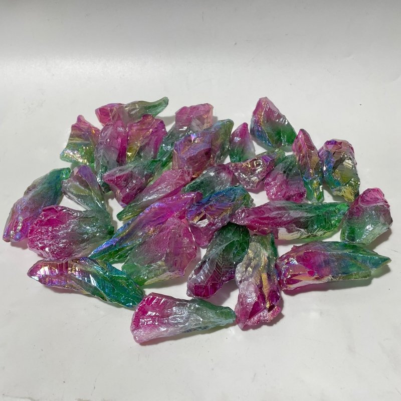 Rainbow Aura Raw Green Amethyst Stone Wholesale - Wholesale Crystals