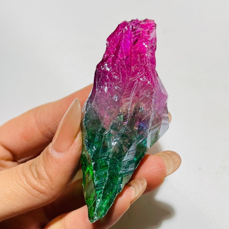 Rainbow Aura Raw Green Amethyst Stone Wholesale - Wholesale Crystals