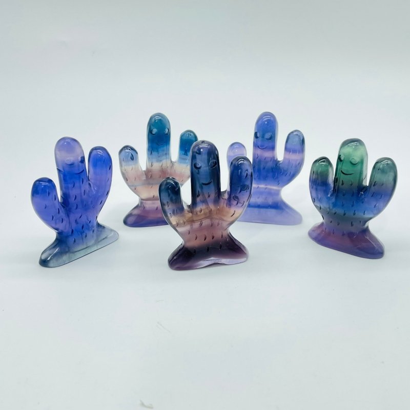 Rainbow Fluorite Cactus Carving Wholesale - Wholesale Crystals