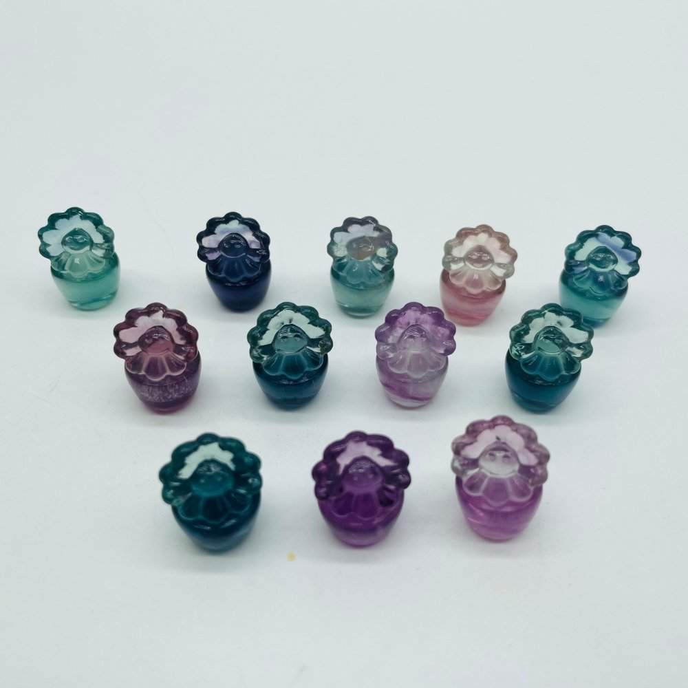 Rainbow Fluorite Carving Sun Flower Pot Wholesale -Wholesale Crystals