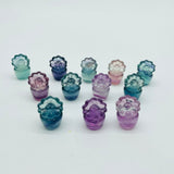 Rainbow Fluorite Carving Sun Flower Pot Wholesale -Wholesale Crystals