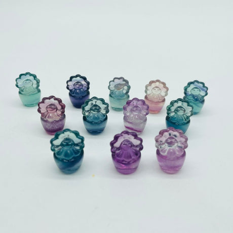 Rainbow Fluorite Carving Sun Flower Pot Wholesale -Wholesale Crystals