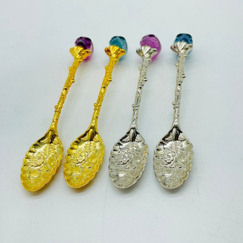 Rainbow Fluorite Skull Coffee Spoon Carving Wholesale -Wholesale Crystals