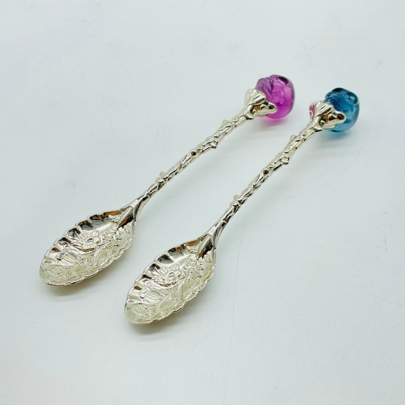 Rainbow Fluorite Skull Coffee Spoon Carving Wholesale -Wholesale Crystals