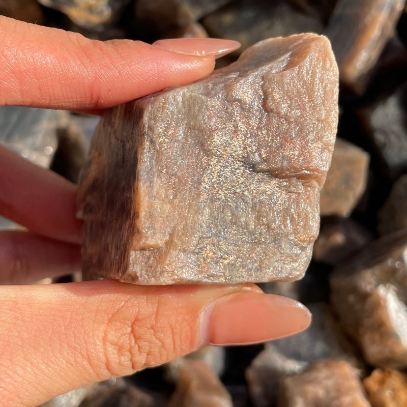 Raw Black Rainbow Sun Stone With Hematite Rough Stone Wholesale - Wholesale Crystals