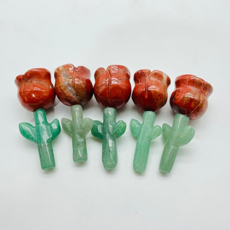 Red Jasper Green Aventurine Flower Carving Wholesale -Wholesale Crystals