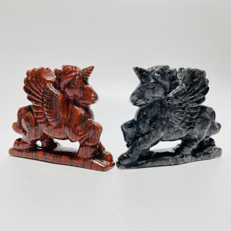 Red Sesame Stone & Larvikite Pegasus Carving Wholesale -Wholesale Crystals