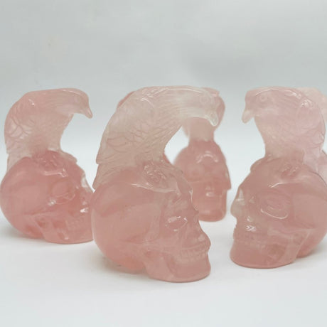 Rose Quartz Eagle Bird Skull Carving Wholesale -Wholesale Crystals