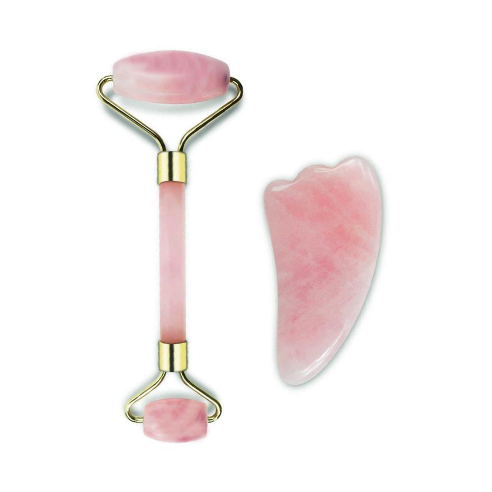 Rose Quartz Roller and Shofar Shape Gua Sha A Set Wholesale -Wholesale Crystals