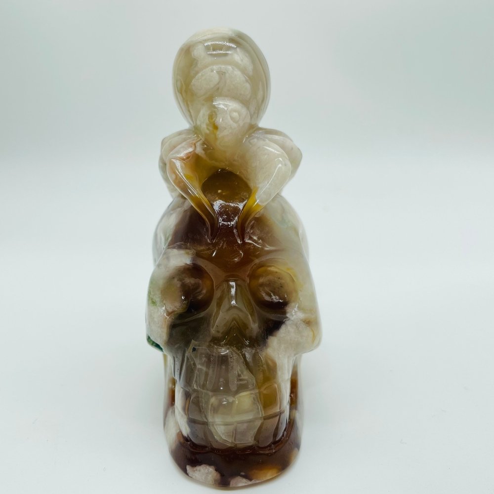 Sakura Flower Agate Beetle Skull Carving -Wholesale Crystals