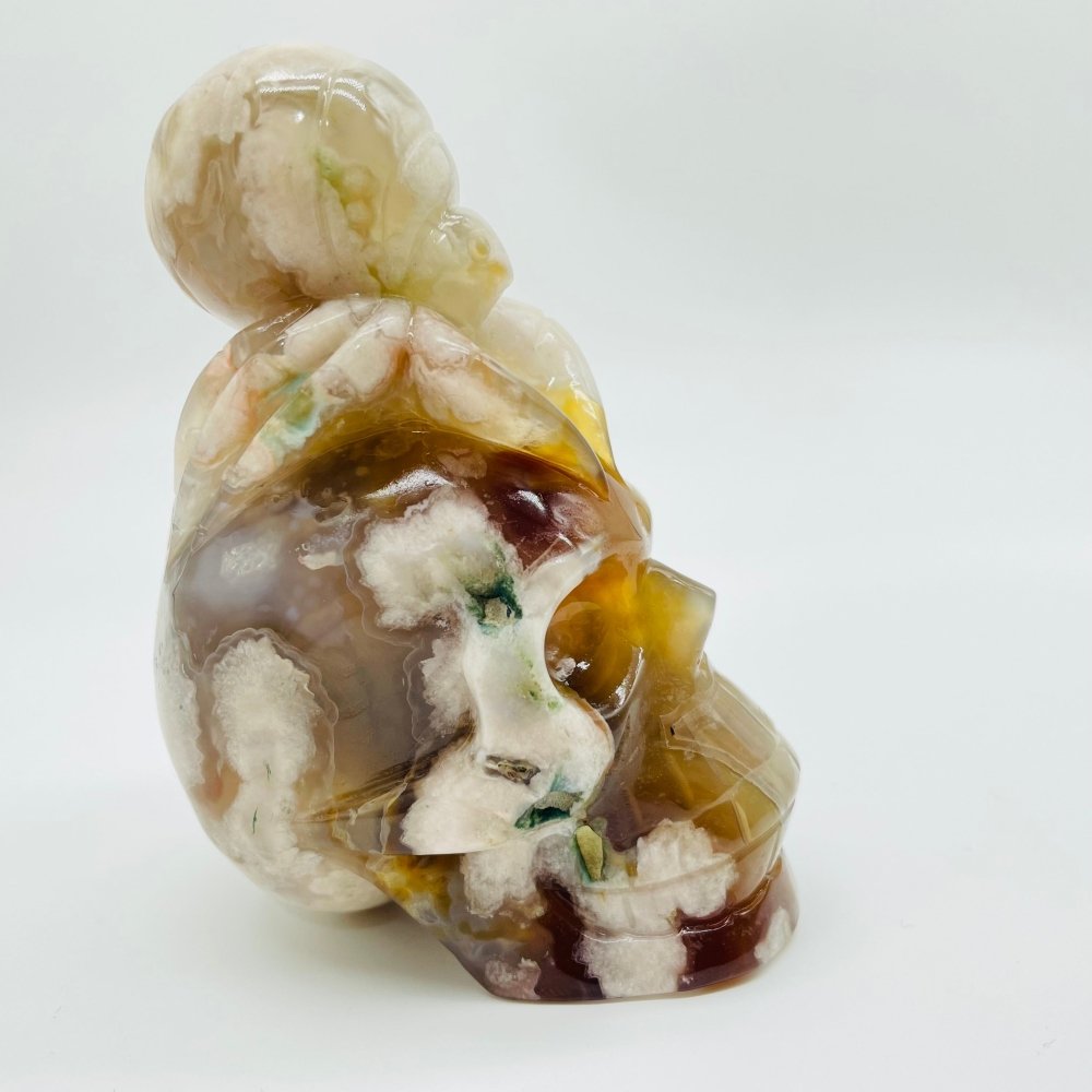 Sakura Flower Agate Beetle Skull Carving -Wholesale Crystals