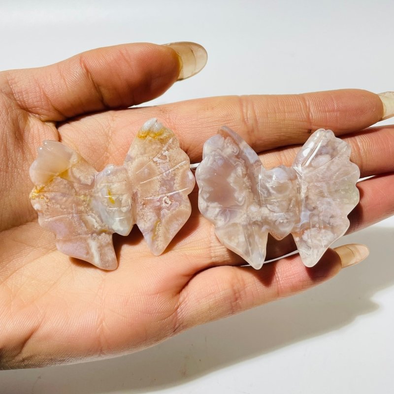 Sakura Flower Agate Butterfly Carving Wholesale - Wholesale Crystals