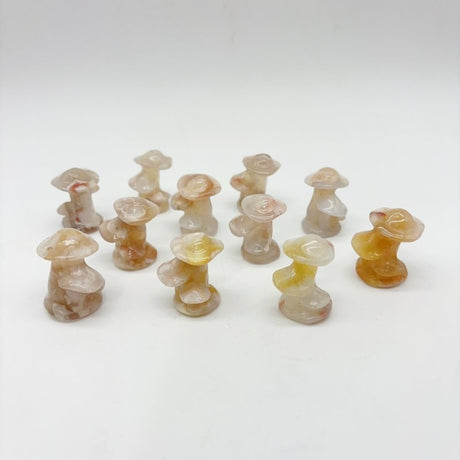 Sakura Flower Agate Mushroom Carving Wholesale - Wholesale Crystals