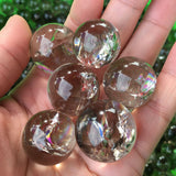small smoking quartz spheres with rainbow -Wholesale Crystals