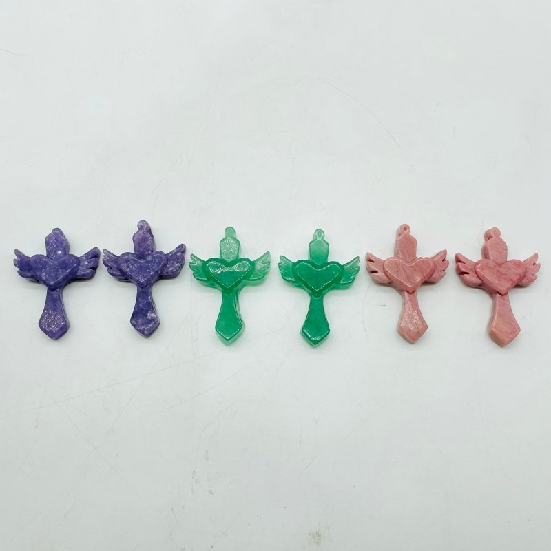 Sword With Wings Heart Shaped Stone Carving Wholesale Aventurine Lepidolite -Wholesale Crystals