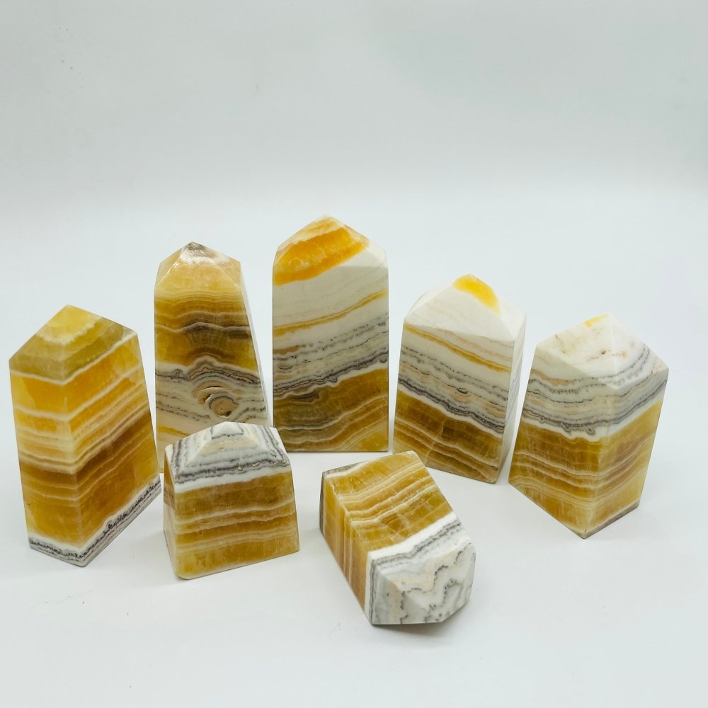 White & Yellow Calcite Four-Sided Tower Point Wholesale -Wholesale Crystals